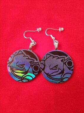 Blastoise Pokemon coin hook earrings